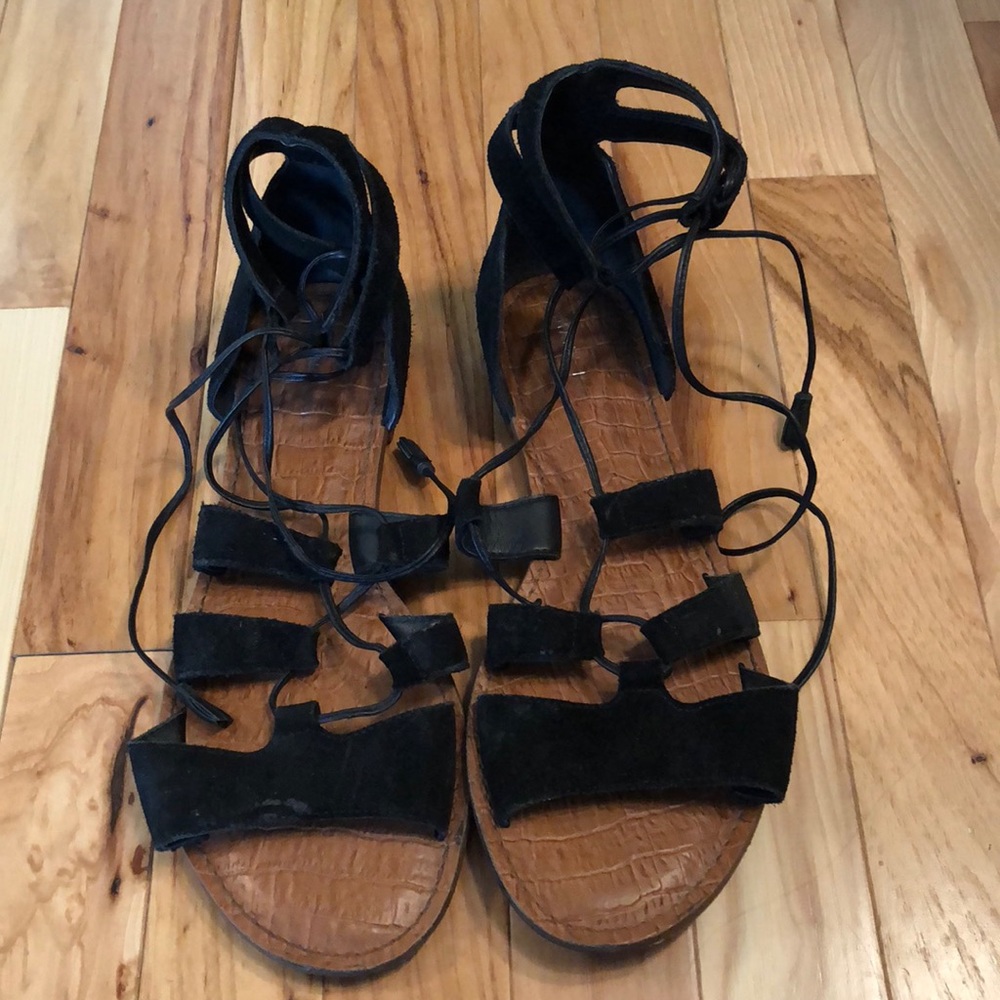 black lace up sandals